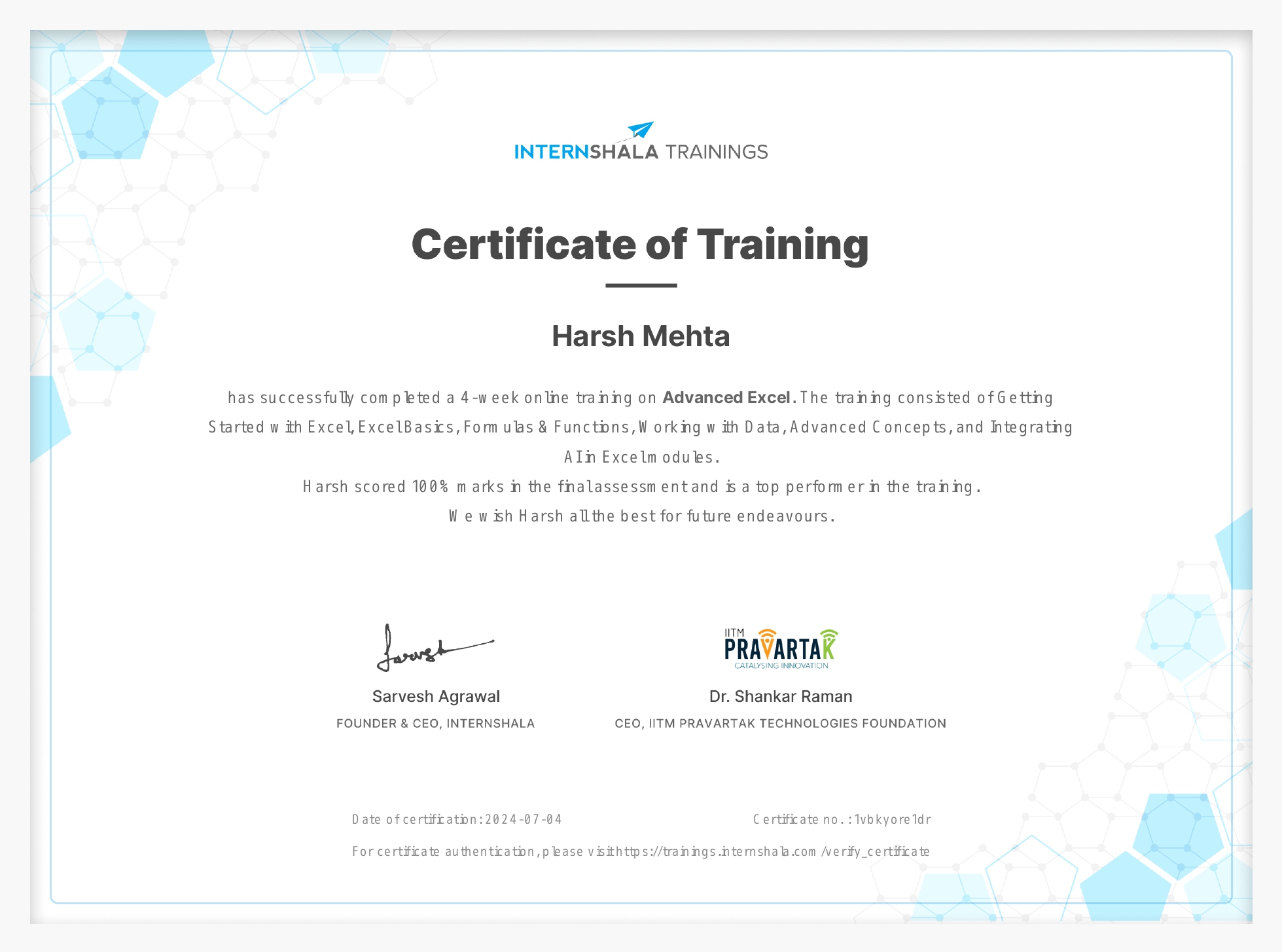 Certificate 1